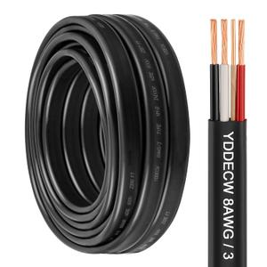 8/3 NM-B Wire with Ground - 25FT Non-Metallic Sheathed Cable 100% Pure Copper 8 AWG 3 Conductor Residential Indoor Wire for Outlets, Switches, Other Loads and Lighting Wiring Projects etc.