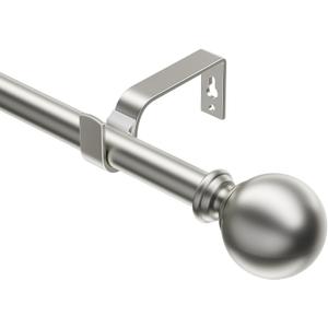 Extendable Curtain Rods 30-138 Inch, Dia 3/4" Splicing Adjustable Curtain Pole with 44mm Metal Ball Finials for Eyelet Curtains, Drapery Rods for Bedroom, Living room, Office (Satin Nickel)