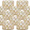 VINCIGANT Pack of 12 Gold Crystal Tea Light Candle Holders for Wedding Home Table Centerpiece Decoration, Gifts Boxed (Candle Excluded)