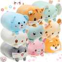 Leitee 9 Pcs Stuffed Animals Plush Bulk 8 Inch Cute Plushies Toys Plush Pillow for Boys Girls Birthday Gifts Box Toys for Classroom Prize Kids Party Favors Valentines Gifts in Bulk (Cute Animal)