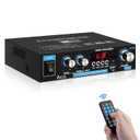 Home Audio Amplifier AK-35 HiFi Bluetooth 5.0 Mini Stereo Power Amp Receivers 2.0 Channel RMS 30W x 2 Max. 200W Output with USB,AUX,FM Radio for Home Theater Speakers System (AK-35(30W+30W RMS Power))