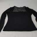 SUUKSESS Women Sexy Mesh Long Sleeve Tops Trendy Square Neck Going Out T Shirts (Medium, Black)