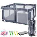 Foldable Baby Playpen with Mat, 50x50inch Playpen for Babies and Toddlers, Portable Play Pen with 30pcs Ocean Balls and 4 Handlers Indoor & Outdoor. (50“X50”)