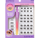 KISS imPRESS Falsies Self Adhesive Eyelashes, Press On Lashes, 12mm14mm Glam Volume Lashes, Black, No Glue Needed, Invisible Band, 36 Lash Clusters & NonStick Applicator  Voluminous