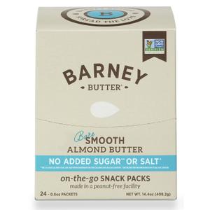 Barney Butter Almond Butter Snack Packs, Bare Smooth, 0.6 Ounce (Pack of 24), No Added Sugar or Salt, Skin-Free Almonds, Non-GMO, Gluten Free, Keto, Paleo, Vegan, USED BY 09/25/2026