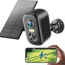 Rocktone Solar Security Cameras Wireless Outdoor, 2K Battery Powered WiFi Cameras for Home Security with AI Motion Detection, Color Night Vision, 2-Way Talk, Siren Alarm, IP66, Cloud/SD Storage (Solar Cam Black, Black)
