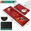 Black Santa Christmas Kitchen Rug and Mat Set,African American Christmas Decorations,Winter Holiday Merry Christmas Kitchen Sink Floor Mat Santa Claus Kitchen Bathroom Mat for Xmas Indoor Decoration
