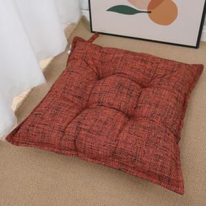 SINSOSSO Large Floor Pillow 22", Thickened Bite-Size Memory Foam Square Non-Slip Cushion for Office Back Support/Indoor Yoga/Chair Seat, Fashionable Color-Blocked Fabric & Washable, Red, 1 PCS