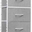 WLIVE Fabric Dresser, 5-Drawer Tall Dressers for Bedroom, Storage Dresser Organizer with Fabric Bins, Wood Top, Sturdy Steel Frame, Chest of Drawers for Closet, Hallway, Light Grey, 11.8"D x 15.7"W x 47.5"H