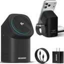 3 in 1 Wireless Charging Station for iPhone 17/16/15/14/13/12 Pro Max, Qi 2 Certified 15W Fast Charging Magnetic Charger Stand for Magsafe Phone, AirPods, Smart Watch (Black)