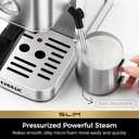 CHULUX Slim Espresso Machine with Milk Frother, 20 Bar Professional Italian Pump Espresso Coffee Machine for Home Cappuccino & Latte Maker, Stainless Steel, Silver