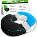 Donut Gel Sitting Pillow - Orthopedic Memory Foam for Tailbone Pain, Hemorrhoid, Bed Sores, Postpartum, Prostate, Coccyx & Sciatica Pain