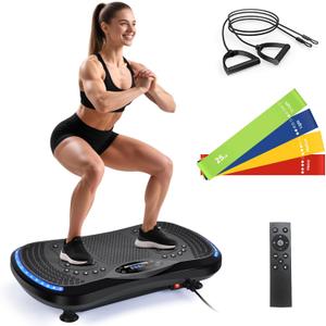 Vibration Plate Exercise Machine for Lymphatic Drainage, Vibration Machine for Full-Body Weight Loss Shaping, Vibrate Fitness Platform 400 Lbs & 200 Adjustable Speeds for Women Men Home (Black)