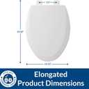 Bemis 1500TTT Durable Wood Toilet Seat, Secure Hinges Stay Tight, Made in USA, Elongated, White