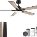 52" Smart Ceiling Fans with Lights Remote,Outdoor Indoor,Black Brown,Modern