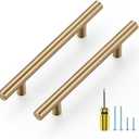 Ravinte 30 Pack Kitchen Cabinet Handles Champagne Bronze 4 Inch Hole Center Stainless Steel Pulls for Dresser Drawer Cupboard Handles with Screwdriver, 6-3/8 Inch Length