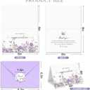 Funeral Thank You Cards with Envelopes, Set of 50, Purple Watercolor Butterfly Floral Design Message Inside 4x6In Sympathy Thank You Card for Funeral Bereavement