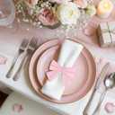 24 Pcs Pink Bow Napkin Rings,Velvet Napkin Ring Buckle Holders for Holiday Serviette,Wedding Napkin Rings,Birthday Anniversary Party Dinner Valentines Day Wedding Dining Tableware Decor