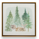 2PCS Vintage Forest Deer Framed Wall Art Set Rustic Farmhouse Artwork Prints Wall Decor for Home Bedroom Living Room 16.5x16.5 Inch