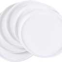 Bringer 14 Inch Round Food Serving Tray for Restaurant, 6 Pack Plastic Round Serving Trays, White
