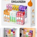AIEVE Magnetic Drink Packet Organizer, 2-Tier Fridge Organizer Cabinet Door Holder, Acrylic Water Packet Holder for Kitchen Fridge Organizers and Storage (Magnetic & Adhesive)