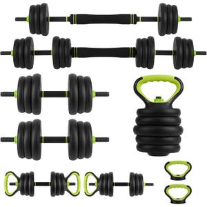 4-In-1 Adjustable Weights Dumbbell Set, Weight Set with Connector Used As Kettlebells, Barbell, Push Up Stand, Fitness Exercise Dumbbell, Free Weight Set for Home Gym (Round Head)