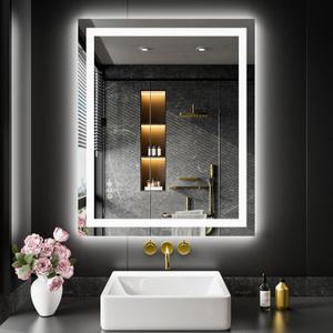 LOAAO 20"X28" LED Bathroom Mirror with Lights, UL Listed | Anti-Fog, Dimmable, 3 Color Temperature, Backlit + Front Lit, Memory Function, Tempered Glass