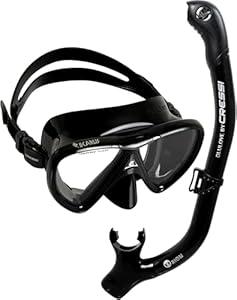Cressi Adult Snorkeling Kit, Mask & Snorkel - Quality Equipment for Discovering the Underwater World | Ikarus & Orion: Designed in Italy (Black/Blue)