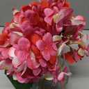 Hollyone Hydrangea Artificial Flowers with Glass Vase Fuchsia Silk Faux Flowers Arrangements in Vase with Faux Water Fake Floral Bulk Bouquet for Home Decor Table Centerpiece Decorations