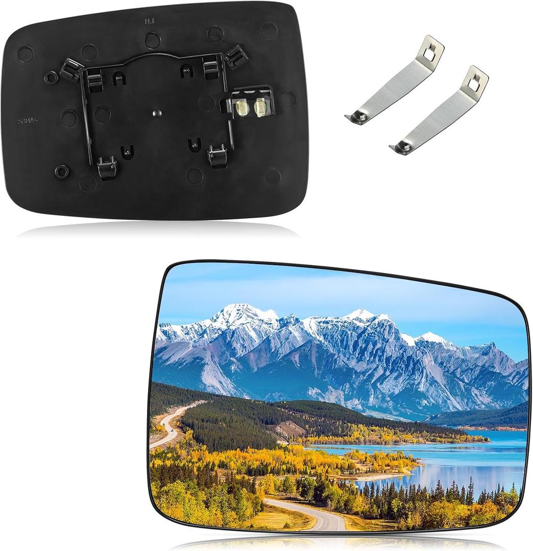 BDFHYK Mirror Glass Compatible with Dodge Ram 1500 2500 2009-2018 Side View Exterior Convex Mirror with Backing Plate, Replaces 68050298AA, 68079362AA, Heated (Right Side)