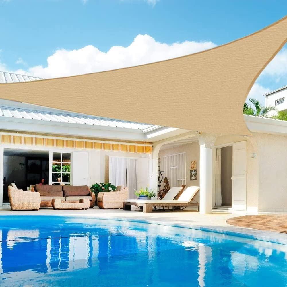 Sun Shade Sail Triangle 8' x 8' x 8' UV Block Canopy for Patio Backyard Lawn Garden Outdoor ActivitiesSand