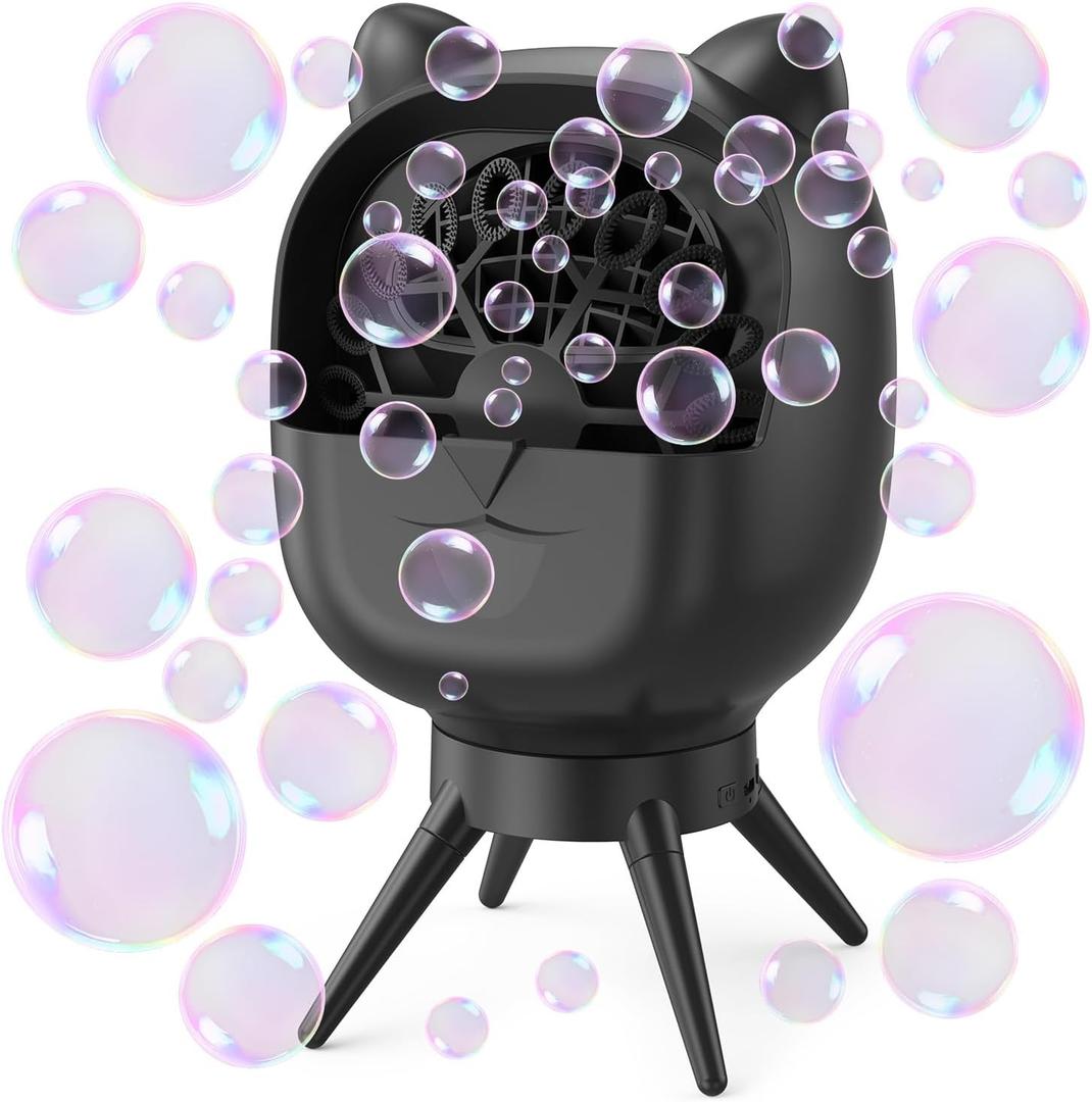 Rechargeable Bubble Machine, 180 Automatic-Rotating, 38000+ Big Bubbles/min, 500ml Large Capacity, Bubble Maker Machine for Kids, Toddlers, Outdoor, Parties, Birthday, Wedding, Black