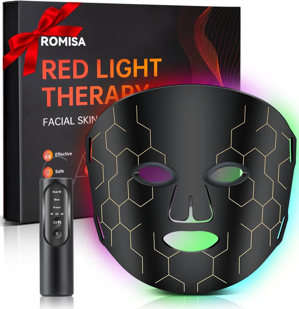 Red Light Therapy Mask for Face, 8-1 Colors Light Facial Skin Care Mask, Red Light Therapy Mask at Home, 660nm&850nm Infrared Light Therapy Device Mask with Timer Remote, FSA HSA Eligible