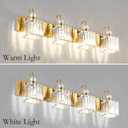 Ralbay Crystal Gold Bathroom Vanity Lights 4-Lights Vanity Lights Over Mirror Modern Crystal Gold Bathroom Wall Lighting Fixtures