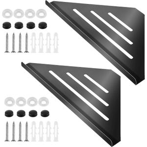 2 Pcs Black Shower Corner Shelf with Screws, 304 Stainless Steel Triangle Shower Caddy Coner Organizer Metal Corner Shelf Wall Mount Soap Holder for Bathroom, Kitchen Organization