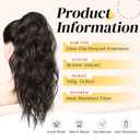 LONAI Ponytail Extension, 18" Wavy Claw Clip Ponytail Extensions ZJ001 Shoulder Length Curly Wavy Claw Clip in Ponytail Hairpiece Synthetic Fake Pony tails Hairpieces-Black Brown