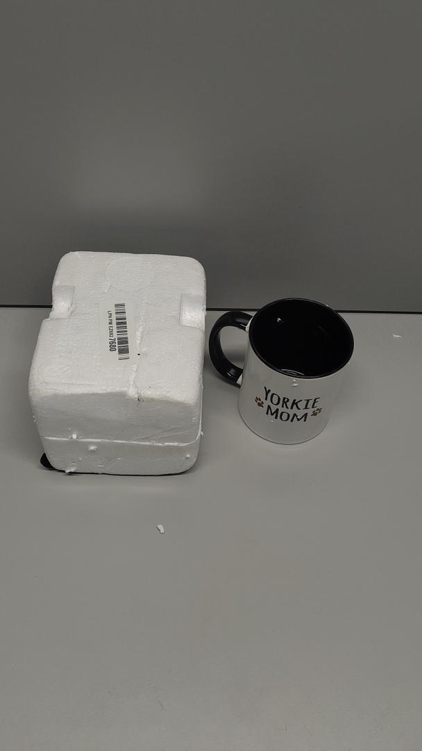 Yorkie Dog Mom - Yorkshire Terrier - Doggie by breed - doggy lover brown paw prints - mama pet owner - Two Tone Black Mug, 11oz Yorkie Dog Mom - Yorkshire Terrier - Doggie by breed - doggy lover brown paw prints - mama pet owner - Two Tone Black Mug, 11oz