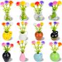 Mini Resin and Glass Vase Fridge Magnets 5 Pack with 7 Colors of Artificial Flowers for Refrigerator Kitchen Locker Office Mixed Material Magnetic Decoration