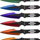 Perfect Point Throwing Knife with Nylon Sheath, 5.5 inch Blade, 2-Tone Silver Black, Stainless Steel, Practice, Training (Multi)