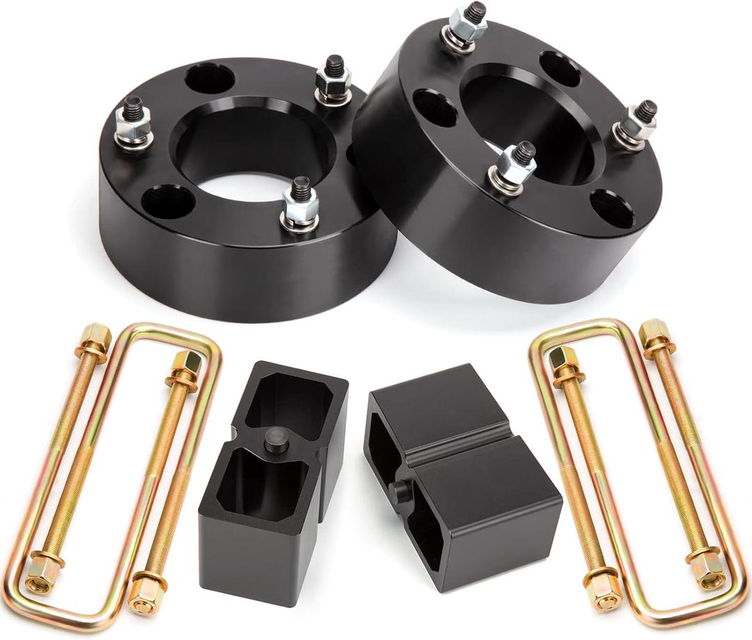 Dynofit 3" Front & 2" Rear Lift Kits for 2007-2024 Silverado 1500 Sierra 1500 (2WD/4WD), Full Suspension Leveling Kit with Front Strut Spacers and Block U-Bolt Set