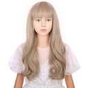 Kids Mixed Blonde Wig with Bangs Girls Long Ash Blonde Wig Cild Wavy Curly Dirty Blond Wigs Daily Halloween Party Cosplay Wigs