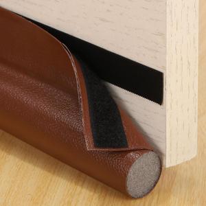 uxcell 2Pcs 37" Door Draft Stopper, Under Door Draft Blocker, Adhesive Soundproof Door Bottom Seal, Weather Stripping Door Sweep for Bottom of Doors, Brown