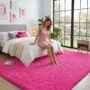 OHWPEAT6x9 Ft Hot Pink Fluffy Area Rugs for Girls Bedroom, Ultra Soft Large Shag Furry Carpet with Non-Slip Backing, Cozy Fuzzy Plush Rug for Nursery, Living Room & Dorm Decor