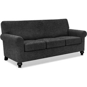 URBANLIFE 4-Piece Stretch Sofa Covers for 3 Cushion Couch, Charcoal Gray
