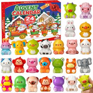 2025 Christmas Advent Calendar,24 Days Animal Slow Rising Squishy Toys Countdown Calendar Soft Cute Stress Relief Toys for Kids Girls Boys Teens Rewards Christmas Party Favor Gifts