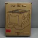 Lawei Open Top Cat Litter Box with High Side, Anti-Splashing Cats Litter Pan with with Litter Sifting Scoop, Semi-Closed Detachable Cat Cleaning Basin Kitten Toilet for Small Animal/Rabbit