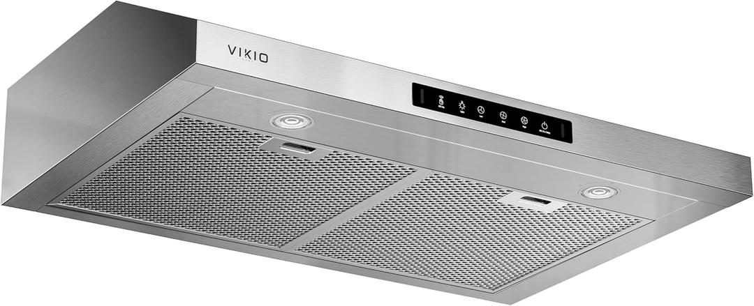 VIKIO HOME 30 Inch Under Cabinet Range Hood 900 CFM, Dual Motor Powerful Kitchen Vent Hood, Gesture & Touch Control, Ultra Quiet DC Motor, Dishwasher-Safe Filters, LED Lights, Stainless Steel