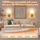 Nekhung Battery Operated Wall Sconces Set of 2, Wireless Wall Light with 10000mAh RGB Dimmable Magnetic Bulb, Rechargeable Wall Sconce with Remote Control for Bedroom Living Room