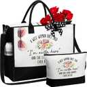Retirement Gifts for Women 2026, Best Cool Retirement Gifts for Coworker Teacher Nurses Boss Friends Mom Grandma Retirees, Funny Retired Gift Farewell Going Away Gift -Canvas Tote Bag & Makeup Bag Set