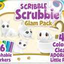 Crayola Scribble Scrubbies Glam Pack (4 Pets), Holiday for Kids, Washable Pet Care Toy, Coloring Animal Craft, Stocking Stuffer Toys for Girls & Boys, 3+